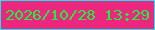 文字の大きさ：5、枠の色：12eaf2、背景の色：ed267f、文字の色：18f13e 無料ブログパーツのブログ時計