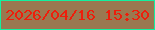 文字の大きさ：5、枠の色：12f19f、背景の色：9a7850、文字の色：ee1d0b 無料ブログパーツのブログ時計
