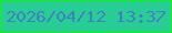 文字の大きさ：3、枠の色：12f315、背景の色：27cd95、文字の色：4181c1 無料ブログパーツのブログ時計