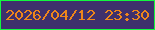 文字の大きさ：2、枠の色：12f73f、背景の色：3e306c、文字の色：ee861b 無料ブログパーツのブログ時計