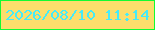 文字の大きさ：5、枠の色：12fb32、背景の色：fbde6c、文字の色：45ebf9 無料ブログパーツのブログ時計