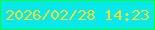 文字の大きさ：3、枠の色：12fe2b、背景の色：05e9ea、文字の色：efde38 無料ブログパーツのブログ時計