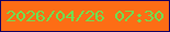 文字の大きさ：2、枠の色：130164、背景の色：fd6d15、文字の色：6ce253 無料ブログパーツのブログ時計