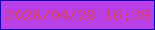 文字の大きさ：4、枠の色：1306b2、背景の色：b940e7、文字の色：d8406c 無料ブログパーツのブログ時計