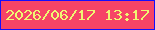 文字の大きさ：4、枠の色：130efc、背景の色：f64466、文字の色：eff873 無料ブログパーツのブログ時計