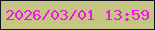 文字の大きさ：2、枠の色：131220、背景の色：c5c683、文字の色：f313e5 無料ブログパーツのブログ時計