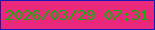 文字の大きさ：5、枠の色：1318b6、背景の色：e9287b、文字の色：10b309 無料ブログパーツのブログ時計