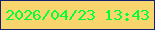 文字の大きさ：4、枠の色：132172、背景の色：f9d56e、文字の色：02fe3a 無料ブログパーツのブログ時計