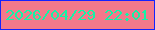 文字の大きさ：2、枠の色：1323ff、背景の色：f3798b、文字の色：13f4a6 無料ブログパーツのブログ時計