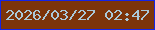 文字の大きさ：3、枠の色：1324e7、背景の色：7c340a、文字の色：aac9d9 無料ブログパーツのブログ時計