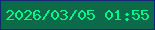文字の大きさ：3、枠の色：132773、背景の色：0c6949、文字の色：00fa87 無料ブログパーツのブログ時計