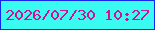 文字の大きさ：1、枠の色：1327ee、背景の色：3afbf2、文字の色：d21094 無料ブログパーツのブログ時計