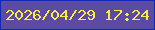文字の大きさ：2、枠の色：1328b2、背景の色：5b4ba2、文字の色：fee94d 無料ブログパーツのブログ時計
