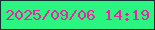 文字の大きさ：5、枠の色：133032、背景の色：2af581、文字の色：ef23a2 無料ブログパーツのブログ時計