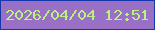 文字の大きさ：2、枠の色：1338ab、背景の色：9a70c6、文字の色：b9f185 無料ブログパーツのブログ時計