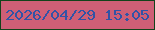 文字の大きさ：2、枠の色：13431a、背景の色：cf5f76、文字の色：3253a6 無料ブログパーツのブログ時計