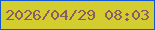 文字の大きさ：2、枠の色：1358d3、背景の色：d3cd2f、文字の色：8a5d66 無料ブログパーツのブログ時計