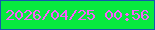 文字の大きさ：3、枠の色：1359ae、背景の色：08ea3f、文字の色：fa5ffb 無料ブログパーツのブログ時計