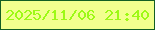 文字の大きさ：1、枠の色：135e24、背景の色：f2ff8f、文字の色：9df916 無料ブログパーツのブログ時計