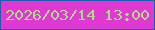 文字の大きさ：1、枠の色：1363b1、背景の色：e039d1、文字の色：acdd8b 無料ブログパーツのブログ時計