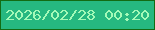 文字の大きさ：4、枠の色：136b13、背景の色：26b880、文字の色：a4fab8 無料ブログパーツのブログ時計