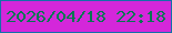 文字の大きさ：2、枠の色：1370a9、背景の色：d427da、文字の色：037751 無料ブログパーツのブログ時計
