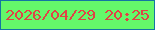 文字の大きさ：3、枠の色：1376a3、背景の色：64f86a、文字の色：e04346 無料ブログパーツのブログ時計