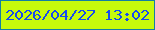 文字の大きさ：4、枠の色：137fa3、背景の色：c7fa0b、文字の色：174bed 無料ブログパーツのブログ時計
