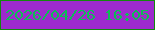 文字の大きさ：3、枠の色：13880d、背景の色：9d2acd、文字の色：0cbd56 無料ブログパーツのブログ時計
