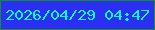 文字の大きさ：4、枠の色：138e2d、背景の色：2b2ff1、文字の色：06fcda 無料ブログパーツのブログ時計