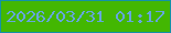 文字の大きさ：3、枠の色：1392a6、背景の色：43b702、文字の色：65a6de 無料ブログパーツのブログ時計