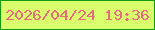 文字の大きさ：2、枠の色：139b13、背景の色：d9ff6c、文字の色：e46e7d 無料ブログパーツのブログ時計