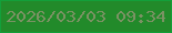 文字の大きさ：4、枠の色：139f3a、背景の色：228a2a、文字の色：7a9263 無料ブログパーツのブログ時計