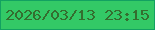 文字の大きさ：3、枠の色：13a161、背景の色：33c966、文字の色：346e2f 無料ブログパーツのブログ時計