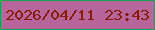 文字の大きさ：2、枠の色：13a24e、背景の色：b6669a、文字の色：881c06 無料ブログパーツのブログ時計