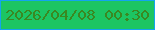 文字の大きさ：4、枠の色：13a4ef、背景の色：1cc563、文字の色：3a8821 無料ブログパーツのブログ時計