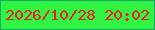 文字の大きさ：2、枠の色：13a870、背景の色：31f442、文字の色：f11a26 無料ブログパーツのブログ時計