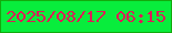 文字の大きさ：5、枠の色：13aa0d、背景の色：08ed3c、文字の色：de1a57 無料ブログパーツのブログ時計