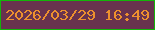 文字の大きさ：3、枠の色：13b409、背景の色：68324e、文字の色：ed902e 無料ブログパーツのブログ時計