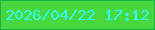文字の大きさ：3、枠の色：13b440、背景の色：49d73f、文字の色：32fcf6 無料ブログパーツのブログ時計