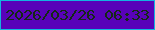 文字の大きさ：1、枠の色：13b4e0、背景の色：5802b9、文字の色：142916 無料ブログパーツのブログ時計