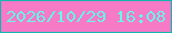 文字の大きさ：4、枠の色：13b6ae、背景の色：f77ac7、文字の色：69f7e9 無料ブログパーツのブログ時計