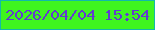 文字の大きさ：3、枠の色：13b9aa、背景の色：3ff51f、文字の色：623bd0 無料ブログパーツのブログ時計
