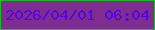 文字の大きさ：4、枠の色：13be1e、背景の色：7f2d91、文字の色：5403e3 無料ブログパーツのブログ時計
