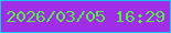 文字の大きさ：1、枠の色：13c6eb、背景の色：a02ee7、文字の色：55ea45 無料ブログパーツのブログ時計