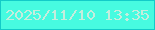 文字の大きさ：1、枠の色：13cbc8、背景の色：47fbe0、文字の色：c5eddd 無料ブログパーツのブログ時計