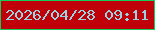 文字の大きさ：2、枠の色：13cc59、背景の色：c00109、文字の色：98d3e2 無料ブログパーツのブログ時計