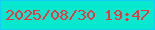 文字の大きさ：1、枠の色：13cdf8、背景の色：07e8ce、文字の色：f8303b 無料ブログパーツのブログ時計