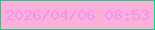 文字の大きさ：4、枠の色：13d27f、背景の色：fbafd9、文字の色：ea95f2 無料ブログパーツのブログ時計