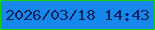 文字の大きさ：1、枠の色：13d40a、背景の色：1688eb、文字の色：0a235e 無料ブログパーツのブログ時計